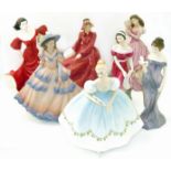 Four Royal Doulton ladies and three Coalport ladies. Condition reports are not available for our