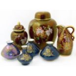 Six Crown Devon/ Carlton vase and a jug Condition reports are not available for our Interiors Sale