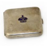 Silver cigarette case London 1873 with enamel crown to cover named David Emanuel (Diamond Dealer)