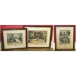 Three framed Dendy Sadler etchings "The Roast Beef of Old England", "Waterloo Port" and "A Hard Days