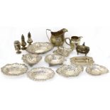 A selection of silver items, to include bon bon dishes, ashtray, etc, gross weight 20.08ozt.