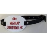 Enamel armband with leather straps "Mishap Controller" with B.R Double arrow Condition reports are