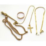A selection of jewellery, to include chains, pendants ring etc, with hallmarks for 9ct gold and