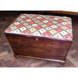 Victorian mahogany box stool with wool-work tapestry seat. Condition reports are not available for