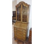 Walnut 20th century bureau bookcase. Condition reports are not available for our Interiors Sale