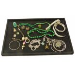 A selection of costume jewellery, to include a Christian Dior earring, a white metal snake necklace,