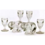 A selection of Steuben glassware, to include two bear models, together with four glasses (6).
