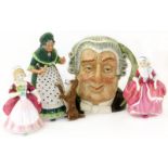 Royal Doulton "Old Mother Hubbard", "Valerie", "Lawyer" and "Goody". Condition reports are not
