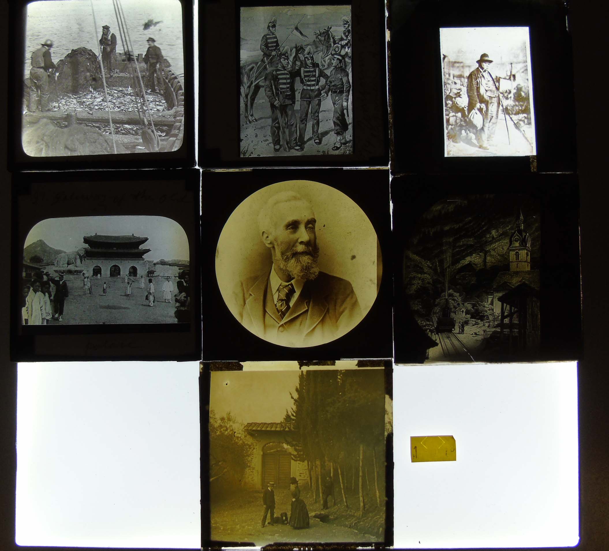 40 black/white and coloured magic lantern slide to include uniforms of Japanese army "A Gold - Image 3 of 5