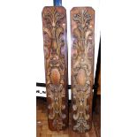 Pair of Continental heavily carved panels 149 x 26cm. Condition reports are not available for our