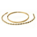 A 9ct gold bracelet, together with a 9ct gold bangle, gross weight 11.2g. Condition reports are