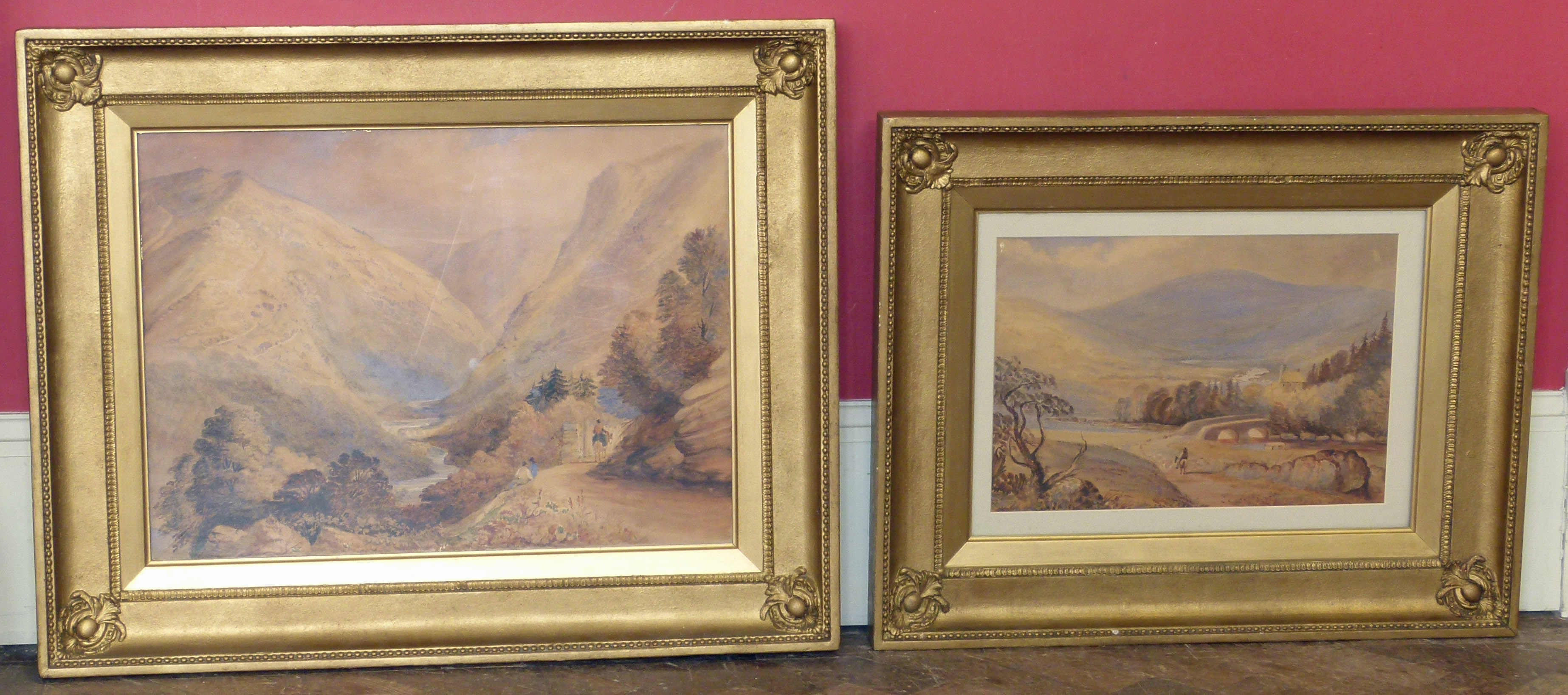 Two 19th century framed watercolours of continental mountain scenes Condition reports are not