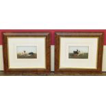 A pair of framed oil paintings on glass depicting terriers and cats initials K.T Condition reports