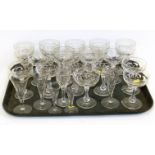 9 cut glass champagne glasses, 7 Georgian styl40e wine glasses and 7 other glasses Condition reports