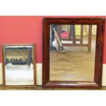 Victorian rosewood framed wall mirror 60 x 71cm and later bevel edge table mirror. Condition reports