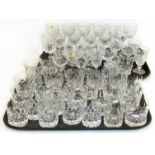 Quantity of mixed cut glass wine glasses and tumblers. Condition reports are not available for our
