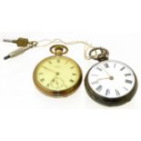 Two pocket watches, to include a silver open face pocket watch together with a plated Waltham pocket