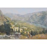 George Thompson (1934-2019), "Delphi, Greece", signed, titled and dated '01 on verso, pastel, 33 x