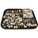 A large collection of silver and EPNS souvenir spoons, gross weight of silver spoons, 34.77ozt.