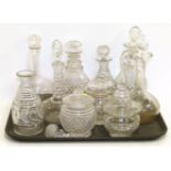 Seven various 19th century cut glass decanters. Condition reports are not available for our