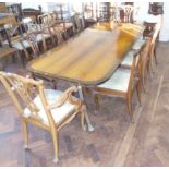 Modern regency style mahogany dinning table and a set of Heyes Condition reports are not available