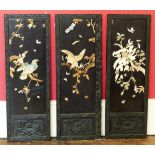 19th century Japanese lacquered three panel Shibiana table top screen 76cms (30") high Condition