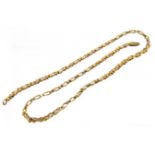 A 9ct gold chain necklace, the textured fancy link chain with spring clasp, hallmarks for London,