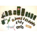 Unboxed Dinky toys military ambulance, army wagon, armoured car, Austin Champ, Scout car, medium
