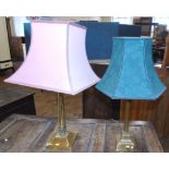 Two brass reproduction table lamps complete with shade Condition reports are not available for our