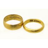 Two 22ct gold band rings, gross weight 10.3g. Condition reports are not available for our