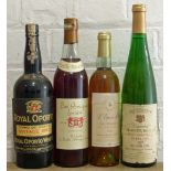 4 Bottles Mixed Lot Vintage Port, Armagnac and Fine Classic French wines