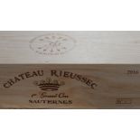 6 Bottles Chateau Rieussec Premier Cru Classe Sauternes 2016 (in OWC)