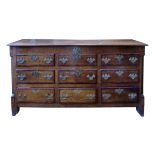 George III oak and mahogany cross-banded mule chest