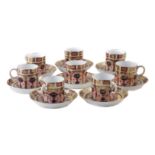 Royal Crown Derby eight coffee cans and saucers