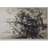Edmund Blampied, "The Meadow Road", signed etching.