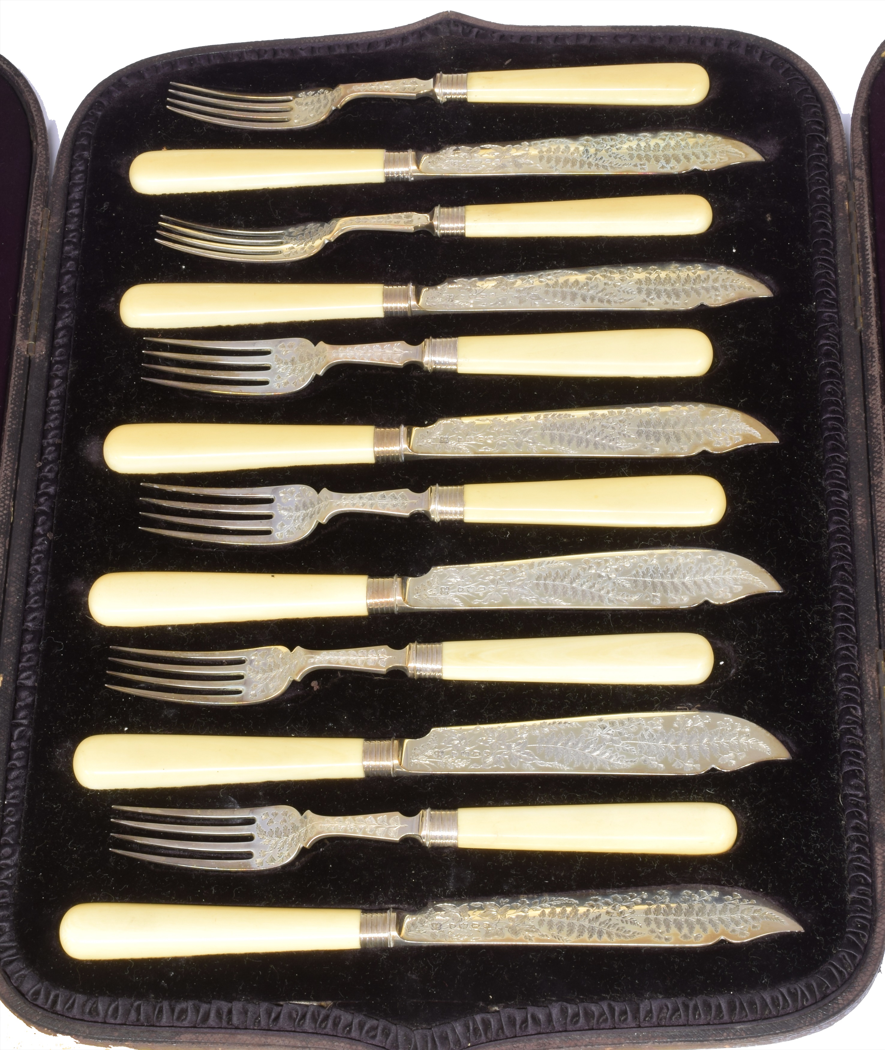 A Victorian silver cutlery set, - Image 2 of 2