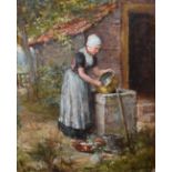Continental School, 19th century, Dutch washerwoman, oil.