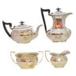 A George V silver four piece tea set,