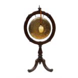 Victorian Gothic design oak frame supporting dinner gong