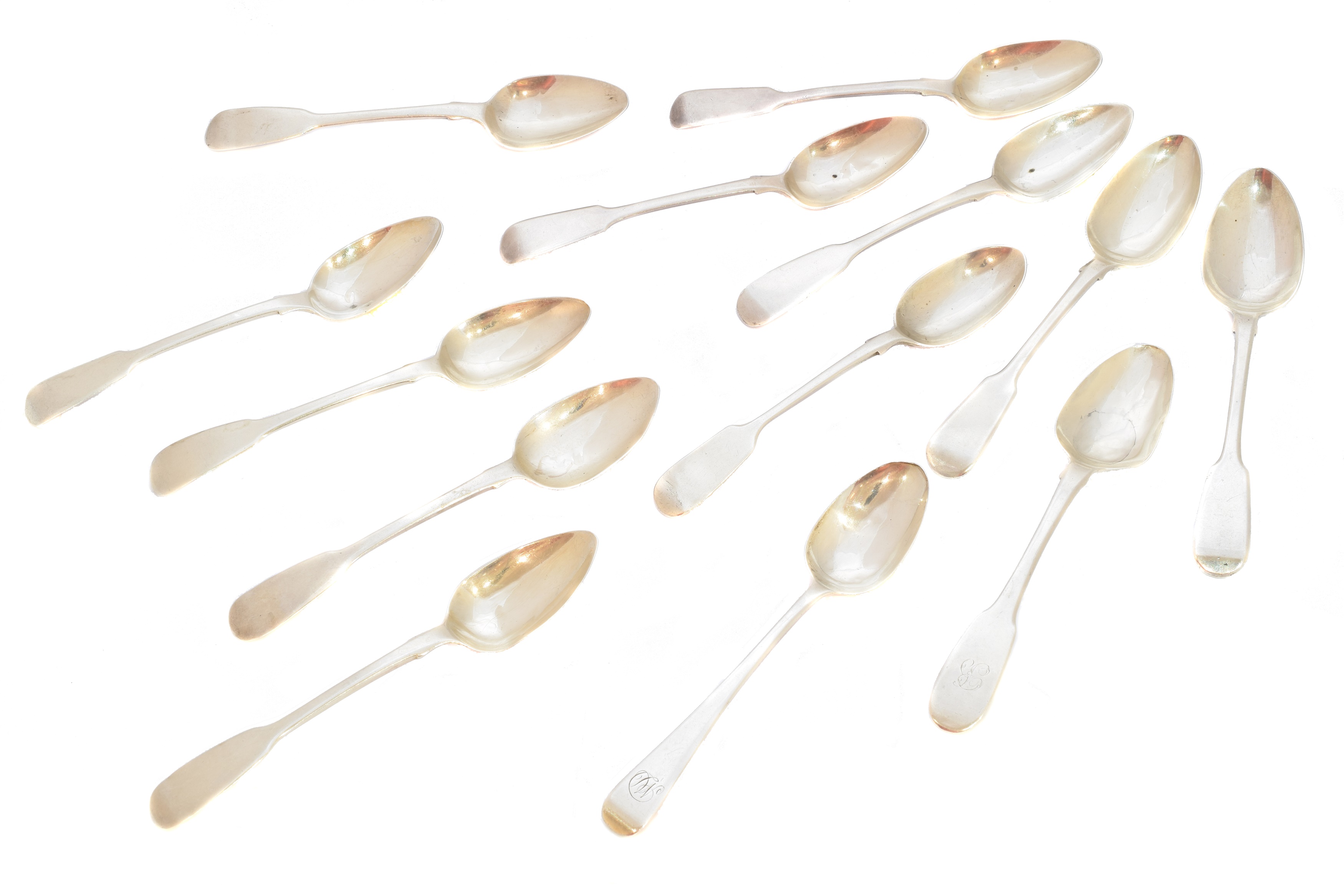 A selection of George III and IV silver teaspoons,