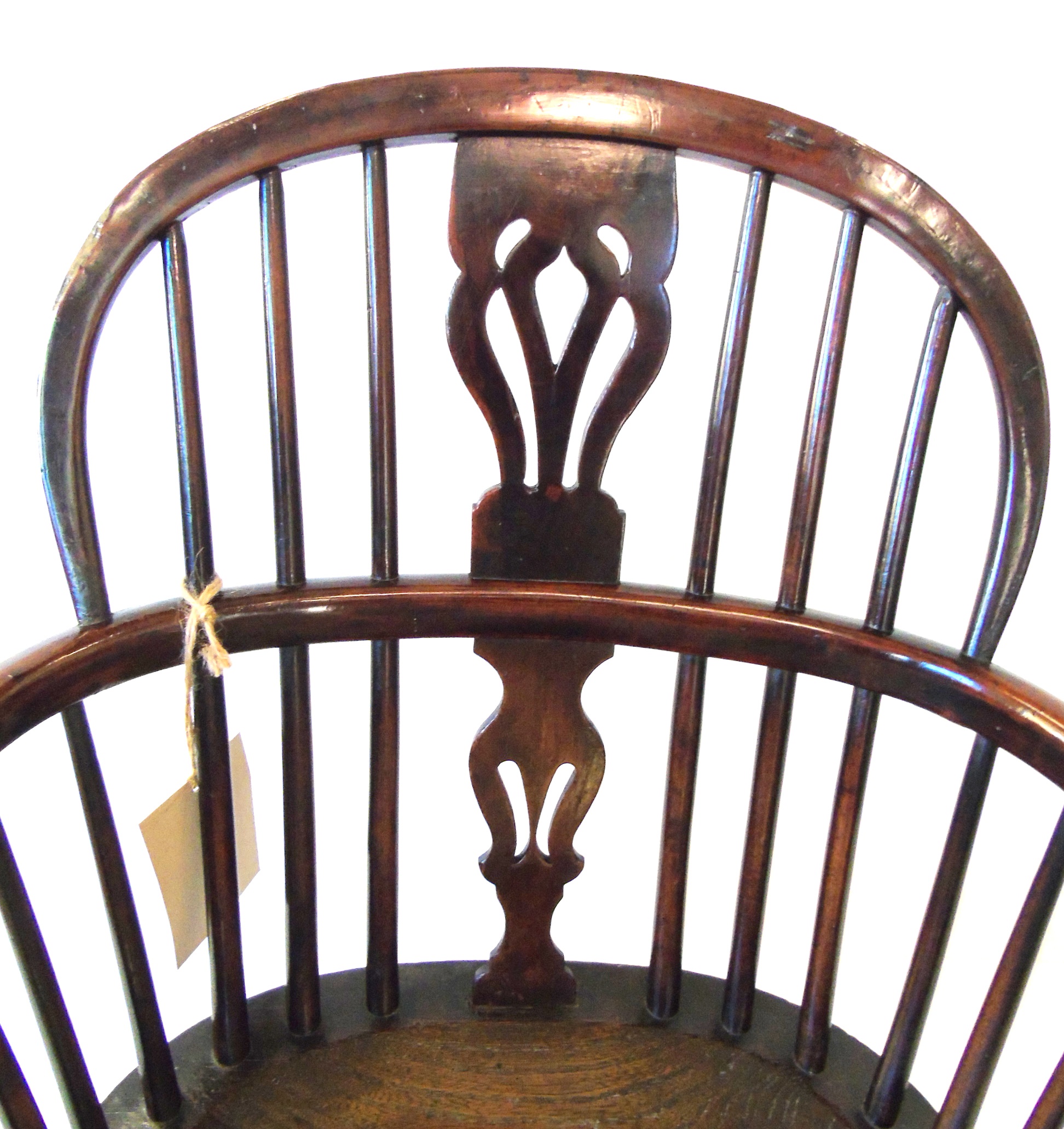 Early 19th century yew and elm low-back Windsor chair - Image 3 of 9