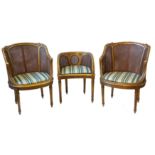 A pair of 20th century French gesso framed salon chairs and one other