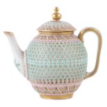 Royal Worcester reticulated teapot and cover by George Owen,