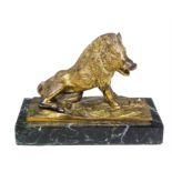 Late 19th century gilded bronze figure of a seated boar,