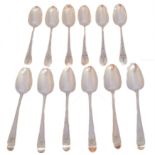 Two sets of George III and later silver teaspoons,