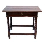 18th century oak side table with bobbin turned legs