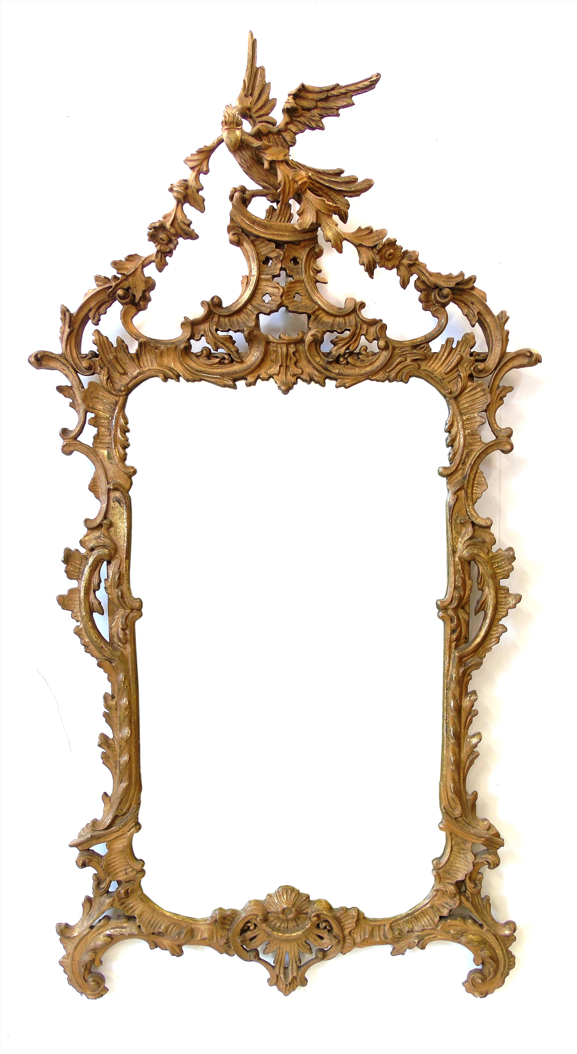 20th century gesso framed Rococo design wall mirror