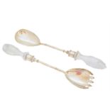 A pair of Victorian silver salad servers,