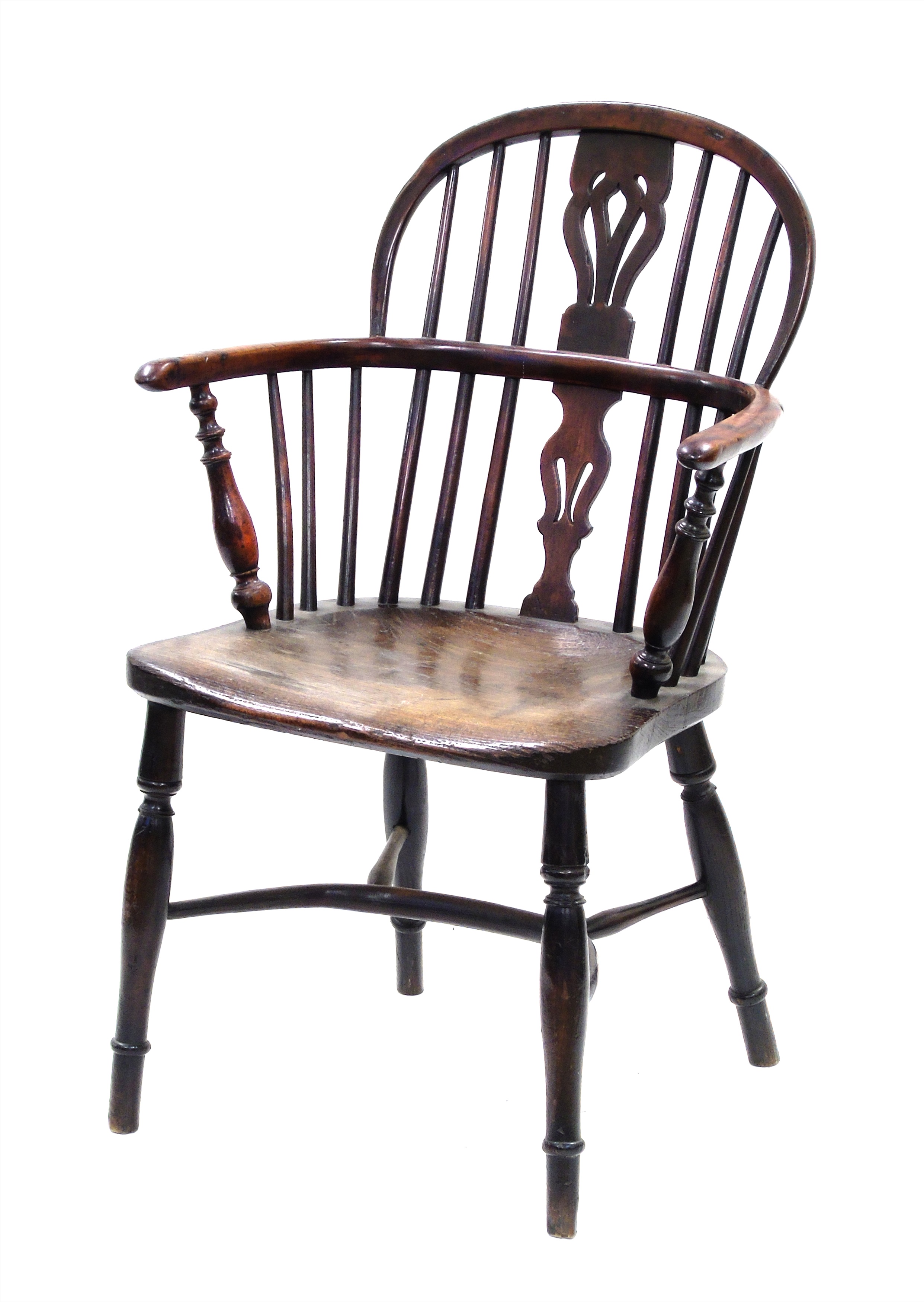 Early 19th century yew and elm low-back Windsor chair