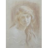 Adolf Hiremy-Hirschl, Female portrait, chalk.